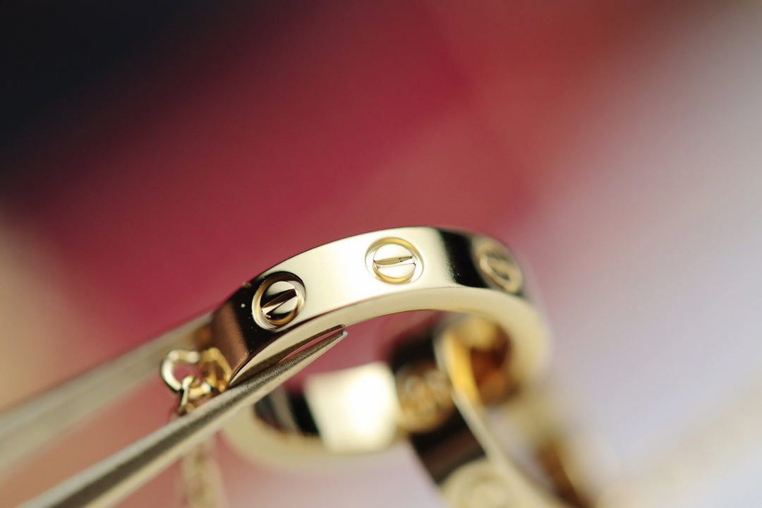 [AuraEcho]LOVE NECKLACE DOUBLE RING GOLD