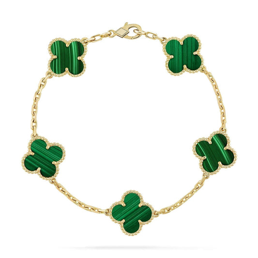 [AuraEcho]CLOVER 5 MOTIFS MALACHITE BRACELET