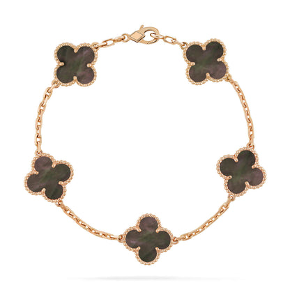 [AuraEcho]CLOVER 5 MOTIF GRAY MOP  BRACELET