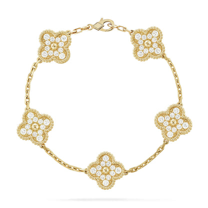 [AuraEcho]CLOVER 5 MOTIFS  FULL DIAMOND BRACELET