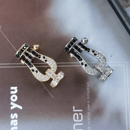 [AuraEcho]FORCE LARGE HORSESHOE BLACK WHITE DIAMOND BRACELET ROSE GOLD