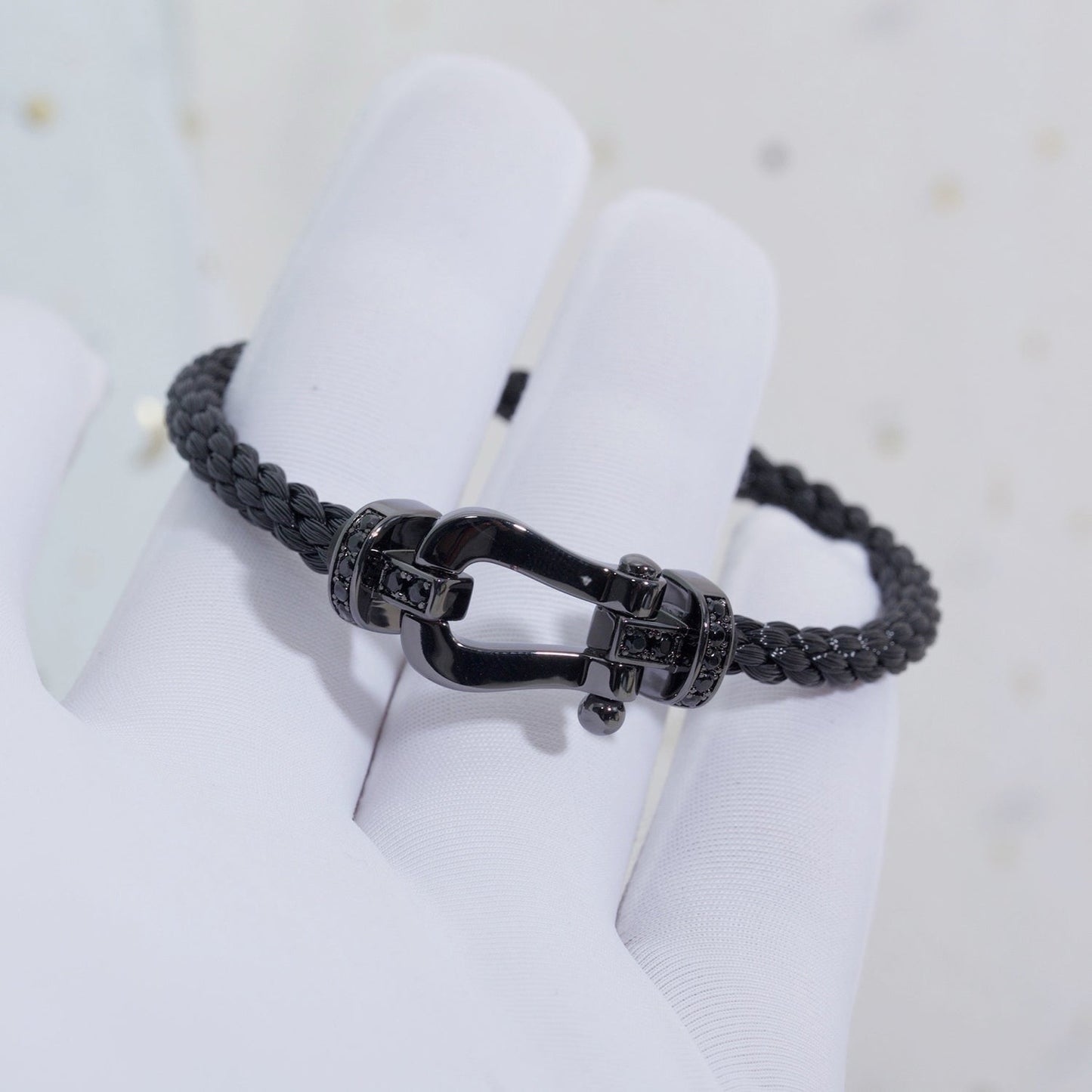 [AuraEcho]FORCE LARGE SERIES HORSESHOE BLACK SAMURAI BRACELET