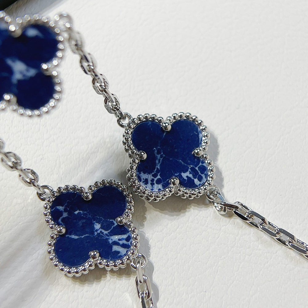 [AuraEcho]CLOVER 5 MOTIF PIETERSITE SILVER BRACELET