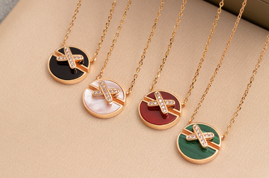 [AuraEcho]JEUX DE PINK GOLD DIAMOND NECKLACE