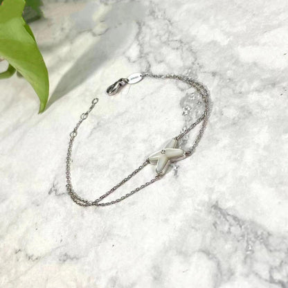 [AuraEcho]JEUX BRACELET WHITE MOP SILVER 1 DIAMOND