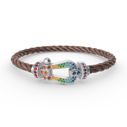 [AuraEcho]FORC LARGE HORSESHOE  COLORED DIAMOND BRACELET SILVER