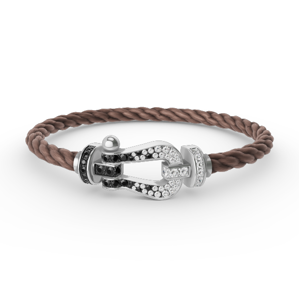 [AuraEcho]FORCE LARGE HORSESHOE BLACK WHITE DIAMOND BRACELET SILVER