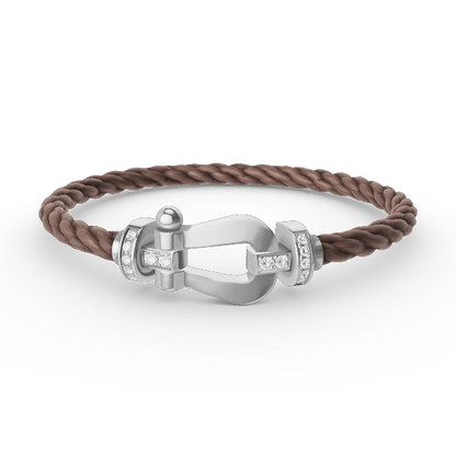 [AuraEcho]FORCE LARGE HORSESHOE HALF DIAMOND BRACELET SILVER